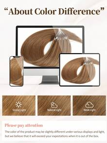 50 Strands Micro Loop Hair Extensions Real Human Hair, 6# Light Brown Microbead Design, Ultra‑Smooth & Super‑Soft Silky Straight Healthy Texture, Premium Remy Hair, Easy Installation, Ideal For Women Daily Hair Volume Boosting And Hairstyle Upgrading - S6 - View 10