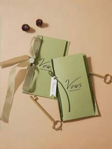 2pcs Minimalist Vow Cards: Fresh And Whimsical Declarations, Elegant Vows, Wedding Books, Speeches, And Niche Wedding Confession Books For The Bride And Groom - A - View 3
