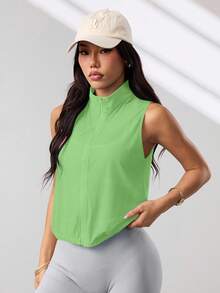 Dewbera Dewbera 女款素色立領拉鍊休閒百搭日常旅行運動外套 - 薄荷綠 - 查看 4