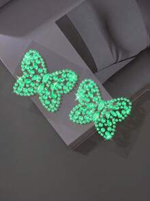 Glow-In-The-Dark, Glowing, Butterfly, Rhinestone, Luxury, Crystal Adorned, Sexy, Sparkly Ladies Nipple Covers & Chafing Friction Relief Pads For Rave - Dark Green - View 2