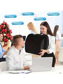 Memory Foam Pillow Support Seat Cushion Set, Large And Thick, Relieves Lower Back Pressure, Comfortable Hip Pillow, Double Straps For Back Support, Office Chair Pad, Car Seat Elevator Pad, Etc., Suitable For Home And Office Seat Pads And Backrests, - Black - View 7