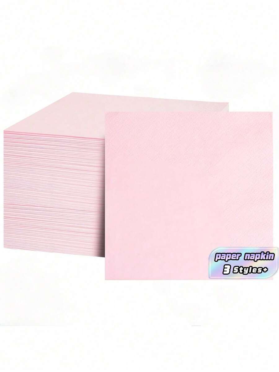 20/60/100-Sheet Pink Cocktail Napkins, Disposable Pink Beverage Napkins, 5 Inches X 5 Inches In Size, 10 Inches X 10 Inches When Unfolded, Suitable For Bars, Weddings, Birthdays, Mother's Day, Father's Day And Other Occasions. - Pink - View 1