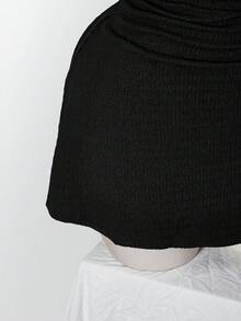 SHEIN ICON 大尺碼女款素色壓褶紋理面料細肩帶洋裝 - 黑色 - 查看 9