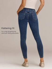 GLOWMODE Jeggings clásicos vaqueros super elásticos Jeanious, con cinco bolsillos para uso diario de yoga - Lavado ligero - Ver 4