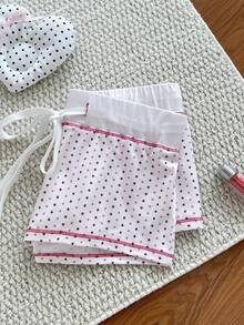 SHEIN Unity Summer Sexy Romantic Cute Hot Girl Casual Star White And Black Polka Dot Low-Waist Tight Mini Shorts Lounge - Pink - View 5