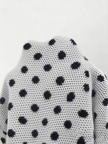 SHEIN Raffinéa Women's Polka Dot Print Cropped Cardigan - Black and White - View 7
