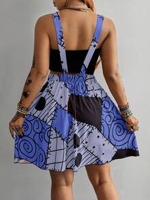 Whyspr Vestido de tirantes con patchwork multicolor para mujer de talla grande, primavera/verano - Multicolor - Ver 2