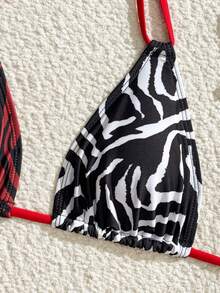 Vaytide New Spring Summer Multi-Color Leopard & Cow Print Patchwork Halter Triangle Cup Bikini Set, Ruched Butt-Lifting Brazilian Shorts, Sexy 2-Piece Beach Vacation Bikini Set For Hot Girls - Multicolor - View 6