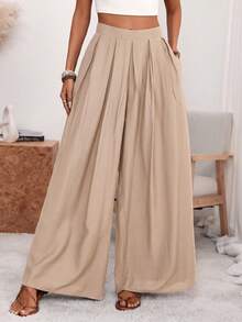 Women Pants - 卡其色 - 查看 6