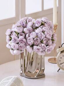 1 Ramo/2 Ramos de Flores de Peonía de Seda, Rosa Artificial Rosa, 27 Tallos de Peonía Artificial, Adecuado para el Hogar, Fiesta de Boda, Decoración de Mesa de Comedor, Despedida de Soltera, Día de San Valentín, Regalo de Cumpleaños, Ceremonia de Graduación y Otras Ocasiones. - Lila Púrpura - Ver 5