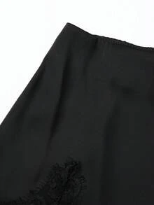 Lavishia 女款夏季優雅性感純色蕾絲拼接裙 約會之夜酒吧派對黑色 - 黑色 - 查看 7