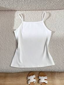 Tween Girl Summer Casual Versatile Solid Color Cami Top - Multicolor - View 6