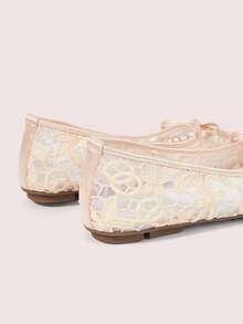 CUCCOO DOLLMOD Women's Shoes, Fashionable Flower Embroidered Lace Mesh Ballet Shoes, Flats, Sweet, Cute And Gentle Wear - Pink Butterfly - View 5