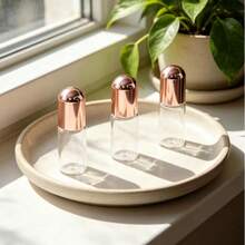 1/5 Pieces 3ml 5ml Clear Glass Roll-On Bottle With Rose Gold Cap, Empty Mini Refillable Perfume Bottle For Travel - Rose Red - View 3