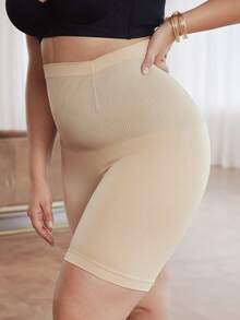 Slumbrini Plus Size High Waist Seamless Shaping Panties For Women, Tummy Control Briefs, Boyshorts - Apricot - View 8