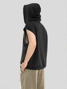 FORM&CHAOS Men's Summer Loose Fit Hooded Sleeveless Air Layer Tank Top Gym Black Street Wear - Dark Grey - View 3
