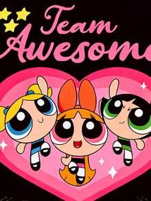 THE POWERPUFF GIRLS X SHEIN GraphicGems Young Girl Heart Cartoon Color-Block Pattern Short Sleeve Soft Versatile Casual Summer T-Shirt - Pink - View 5