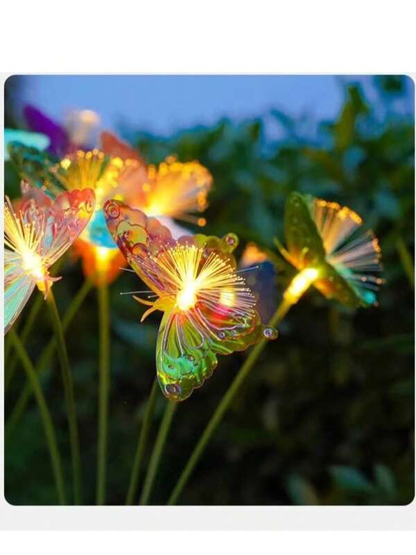 1PC 6LED Solar Powered Colorful Fiber Optic Butterfly Garden Light, Suitable For Yard, Garden, Lawn, Path, Wedding, Proposal, Camping, Surprise Decor, Patio, Holiday [Solar Powered]