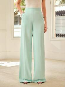 MOTF PREMIUM SPRING/SUMMER WOMEN'S CASUAL DATE WIDE LEG SUIT PANTS - Blue - View 1