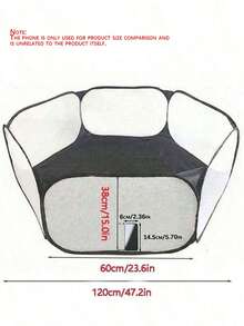 Small Animal Cat Hamster Rabbit Hedgehog Pet Game Fence Six-Sided Net, Portable And Foldable, Suitable For Outdoor And Indoor - Black - View 3