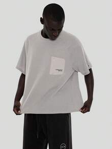 FORM&CHAOS Men's Summer Short Sleeve Waffle Pocket Design T-Shirt - Grey - View 4