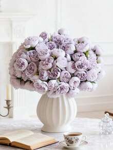 1 Ramo/2 Ramos de Flores de Peonía de Seda, Rosa Artificial Rosa, 27 Tallos de Peonía Artificial, Adecuado para el Hogar, Fiesta de Boda, Decoración de Mesa de Comedor, Despedida de Soltera, Día de San Valentín, Regalo de Cumpleaños, Ceremonia de Graduación y Otras Ocasiones. - Lila Púrpura - Ver 3
