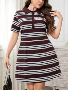 Chikora Vestido casual de manga corta talla grande, elegante y adecuado para vestidos casuales de verano para mujer, vestidos de mujer mini para primavera, vestidos casuales para mujer, nuevos lanzamientos, vestido de mujer, conjunto de verano para mujer, vestidos para mujer de talla pequeña, vestimenta casual de negocios para mujer - Multicolor - Ver 9
