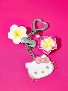 HELLO KITTY AND FRIENDS | SHEIN 水鑽可愛3D蝴蝶結愛心造型鑰匙圈包飾，情人節 - 白色 - 查看 4