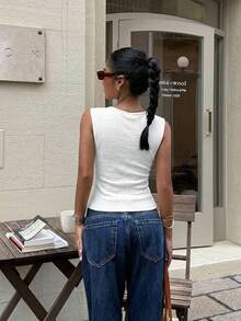 Siren Gaze White Summer New All-Match Versatile Textured Slim Fit Tank Top For Women Suitable For Summer - White - View 2