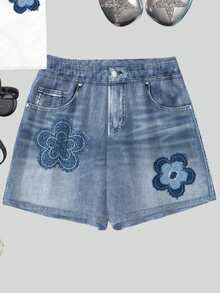 Bộ đồ gồm áo thun ngắn tay cổ tròn và quần short in họa tiết hoa cổ điển, thích hợp cho các bạn nữ tuổi teen mặc hàng ngày, đi học, mùa xuân và mùa hè. - Nhiều màu - Xem 6