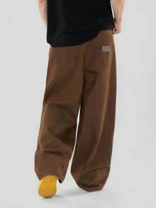 FORM&CHAOS Men's Summer Loose Straight Brown Washed Denim Long Pants - Brown - View 6