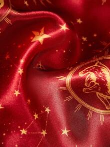 HARRY POTTER X SHEIN 升級版雙層女用淺米色護髮帽，寬鬆彈性緞面草莓印花睡眠帽，柔軟舒適適用於日常居家、睡眠，可愛甜美 - 彩色 - 查看 5
