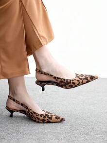 CUCCOO BIZCHIC Korean Pointed Aura Full Of Casual Style Slingback Shoes For Women's Summer New Outer Wear Kitten Heel Low Heel Non-Grinding Shoes - leopard print - View 1