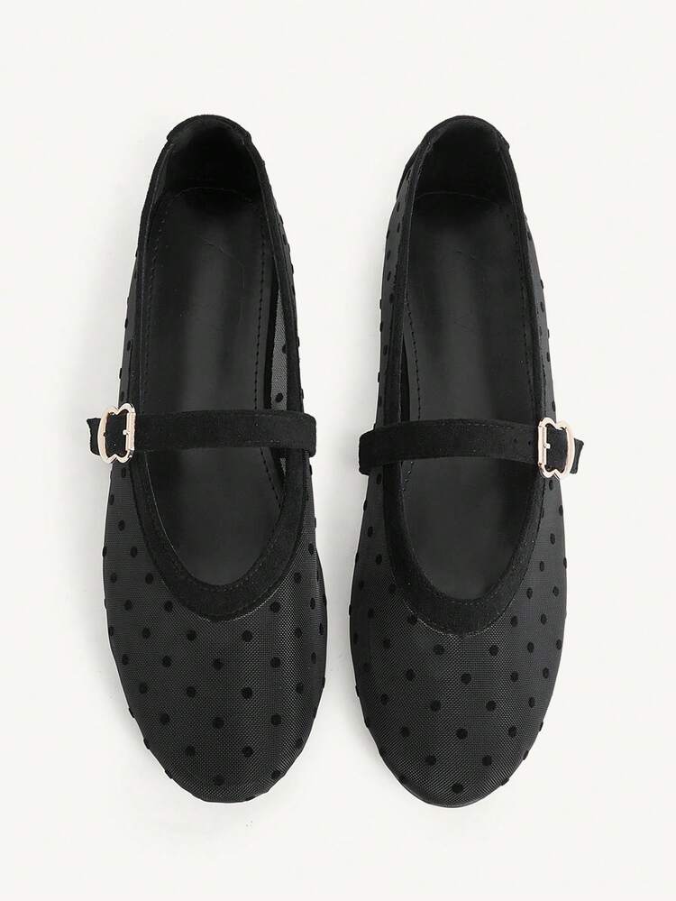 CUCCOO CHICEST Women's Shoes, Classic Fashion Simple Round Toe Flat Shoes, Polka Dot Mesh Yarn Breathable And Not Stuffy Feet, Comfortable Temperament Commuting Versatile Women's Shoes