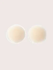 SHEIN 1 Pair Solid Round Adhesive Nipple Covers, Suitable For Daily Wear - Apricot - View 3