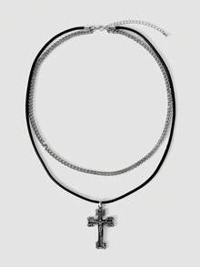 MortiRose Collar con colgante de cruz - Multicolor - Ver 4