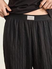 Ocili Cotton Comfortable T-Shirt & Soft Linen Pants Pajama Set For Women - Black - View 4