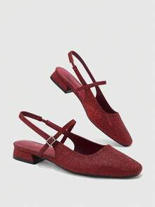 CUCCOO BIZCHIC Women's High Heel Pumps, Graduation Heel, Prom Heels For Summer Spring Shoes Spring Break Easter For Christmas Spring Shoes - Burgundy Glitter - View 9