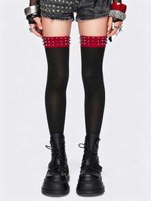 Rivet red edge black socks