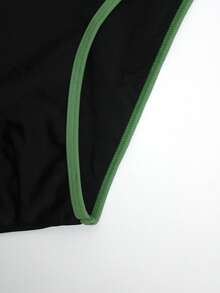 ZELFYO Men Color Block Drawstring Waist Swim Brief Solid Racer Brief, Hawaiian, Holiday - Army Green - View 6