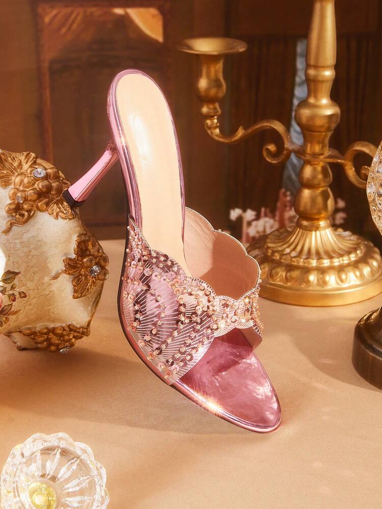 CUCCOO TILAWA Women's Glitter Design Glamorous High Heel Sandals For Party Occasions