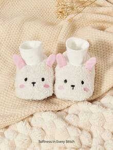 Cozy Pixies 1 Pair Of Baby Non-Slip Soft Bottom Embroidered Cute Rabbit Socks Suitable For Newborns - White - View 3