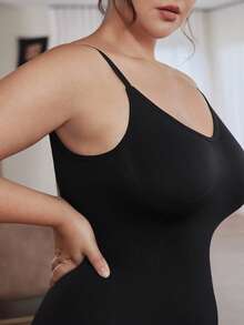 Slumbrini 1件加大码女士性感露背连体衣，塑身衣，夏季款 - 黑色 - 查看 8