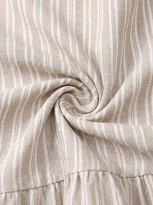 EMERY ROSE Regular Round Neck Casual Striped Versatile Women's 2 Pieces Set - Khaki - View 9