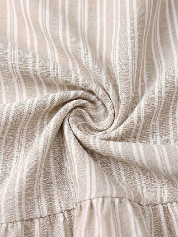 EMERY ROSE Regular Round Neck Casual Striped Versatile Women's 2 Pieces Set - Khaki - View 9