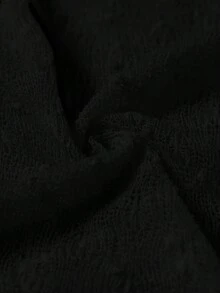 EMERY ROSE Chaqueta casual de talla grande para vacaciones, unicolor, dobladillo asimétrico, manga murciélago, primavera/verano - Negro - Ver 6