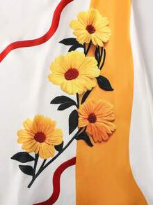 Balvessa Women's Floral Print Fashionable Round Neck Elegant Vacation Dress - Multicolor - View 4