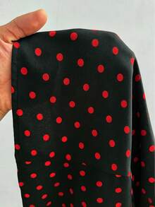 Sweetra Plus Size Fashion Versatile Minimalist Polka Dot Design Niche Elegant Sweet Short Sleeve Fitted Blouse - Black - View 7