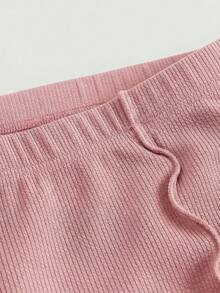 SHEIN MOD 大尺碼女款素色休閒百搭日常喇叭褲 - 粉色 - 查看 4