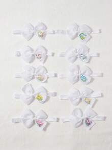 Cozy Pixies 1-Piece [A-Z] 26 Letter Embroidered Baby Headbands, Elastic Nylon Headbands, Suitable For Newborns And Babies, White Soft Elastic Satin Ribbon Bow Hai - White - View 9